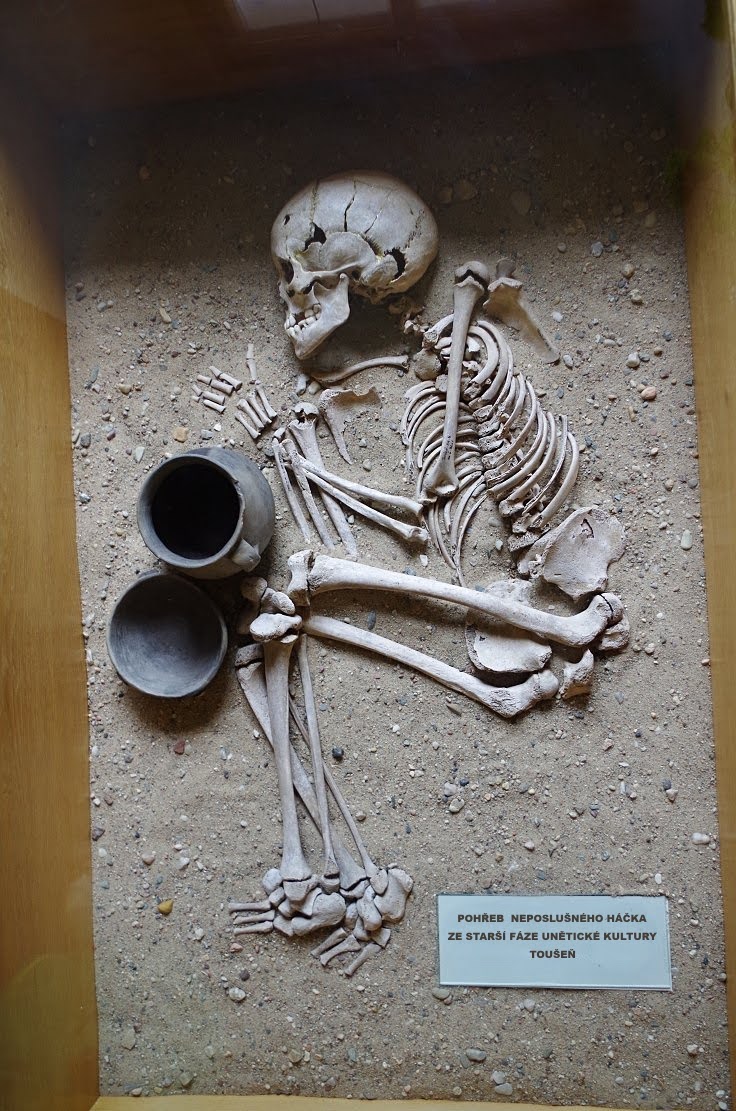 Hrob neposlušného háčka z Únětické kultury v čelákovickém muzeu