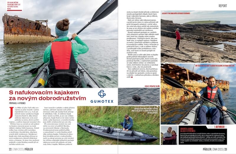 Orkneje s nafukovacím kajakem.