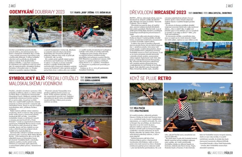 Reportáže z vodáckých akcí.