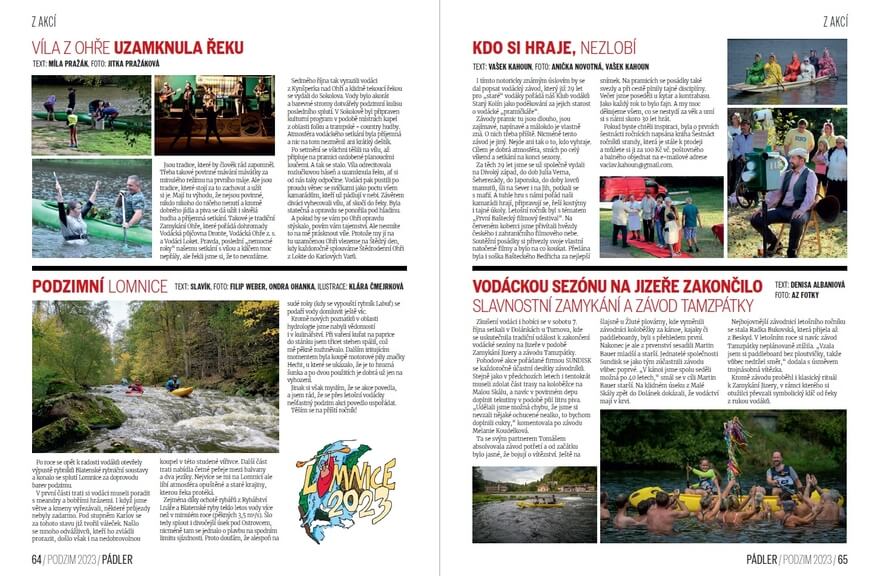 Reportáže z vodáckých akcí.