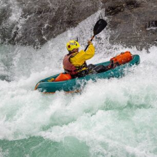 Při packraftovém výletě do Norska.