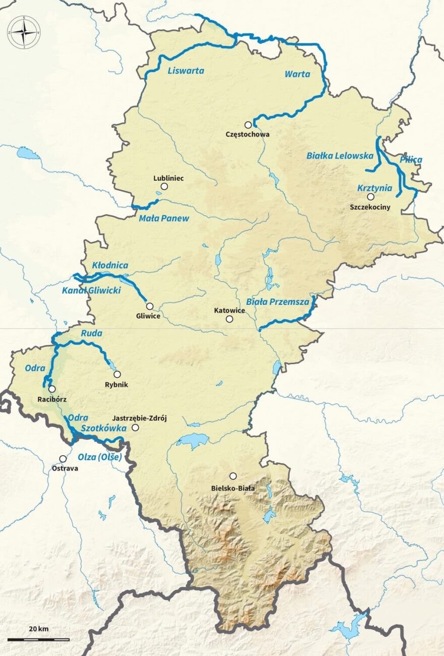 Polské řeky ve Slezském vojvodství.