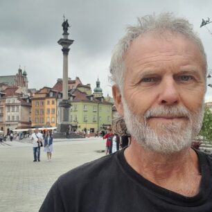 Selfie v centru Varšavy.