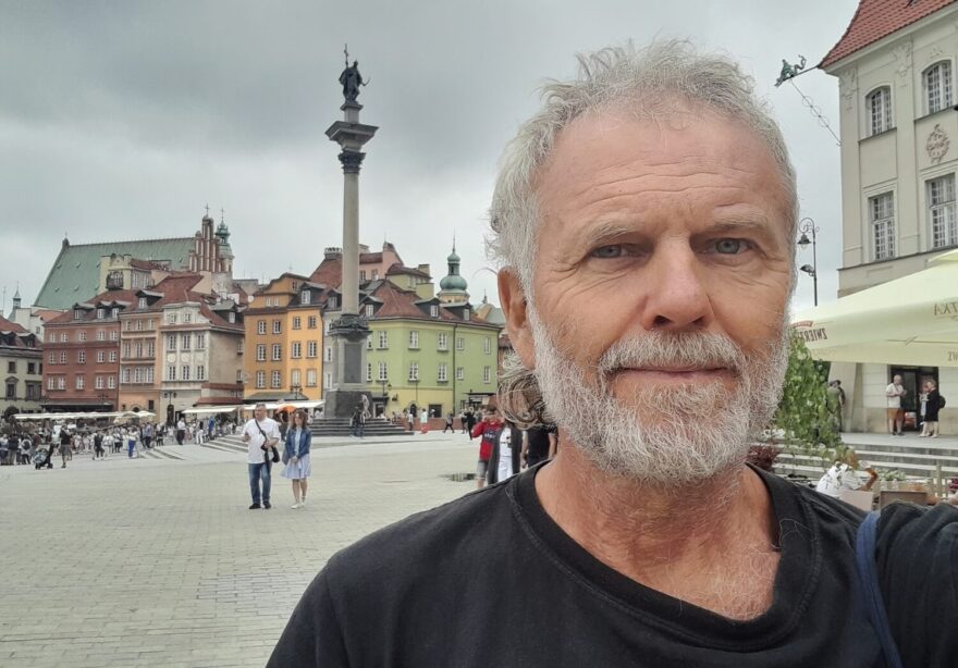 Selfie v centru Varšavy.