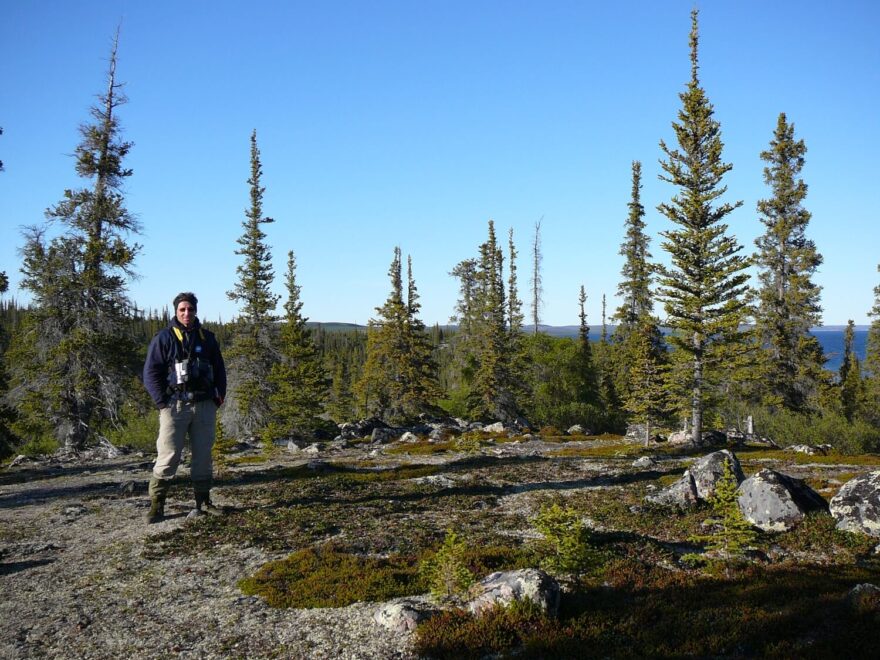 Jen rovná plocha na místě Franklinova tábora Fort Enterprise.