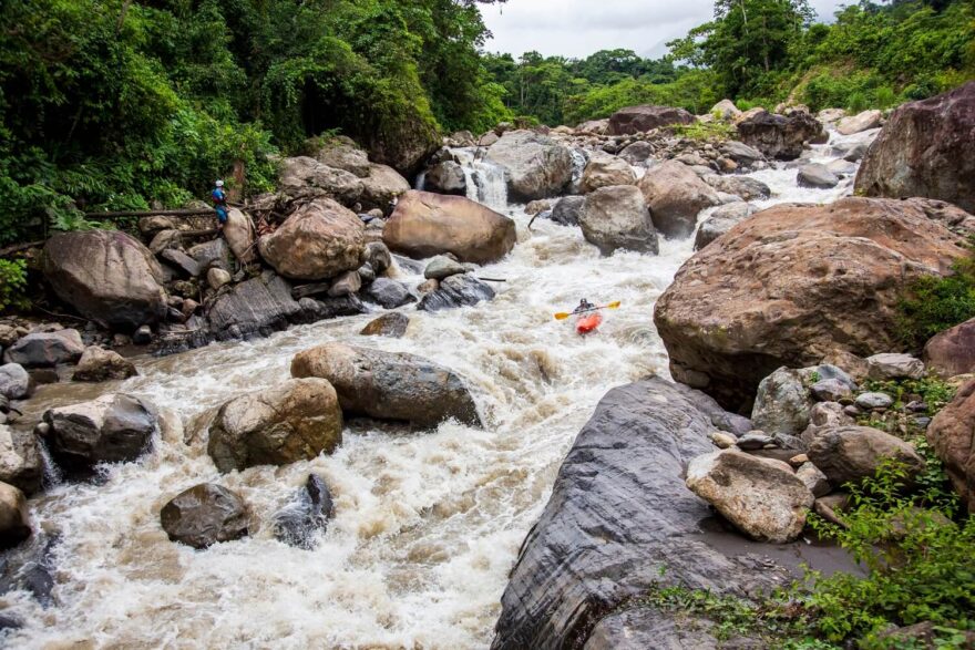 Nejstrmější úsek prvosjezdu řeky Campo Azul.