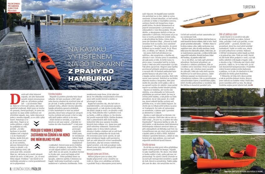 Po Labi do Hamburku na kajaku z 3D tiskárny.