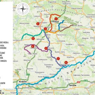Orientační mapa řek ve Svatokřížském vojvodství.