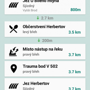 Mobilní aplikace - ukázka kilometráže