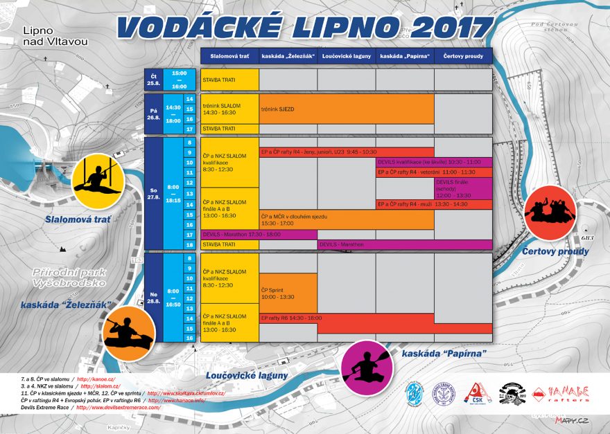 Rozpis všech akcí na Lipně 2017 - pro zvětení klikněte