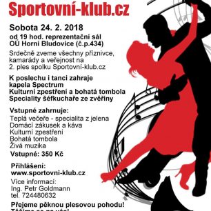 Pozvánka na ples spolku Sportovní-klub.cz - pro zvětšení klikněte