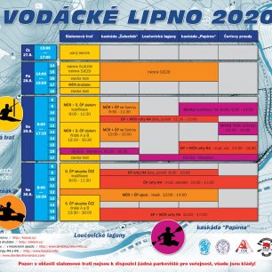 Rozpis závodů a pouštění vody na Lipně 2020